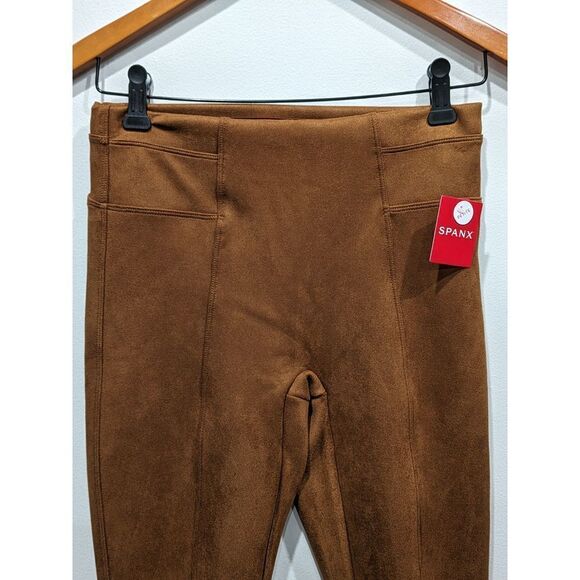 New! SPANX Rich Caramel High Waist Faux Suede Leggings, SP - Picture 6 of 9